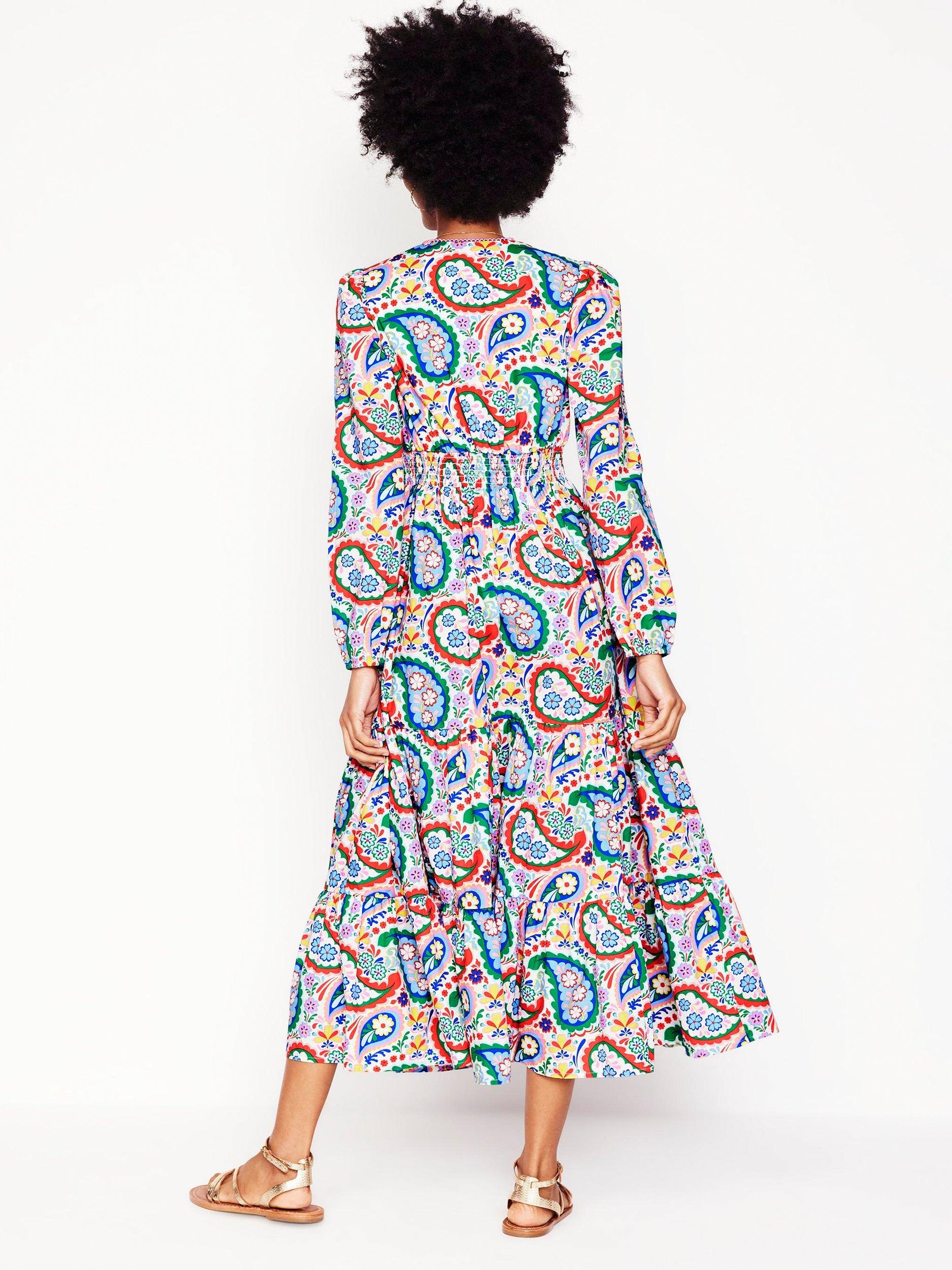Product image 3 of 7, which shows Boden Violet Paisley Midi Dress, Multi, 8