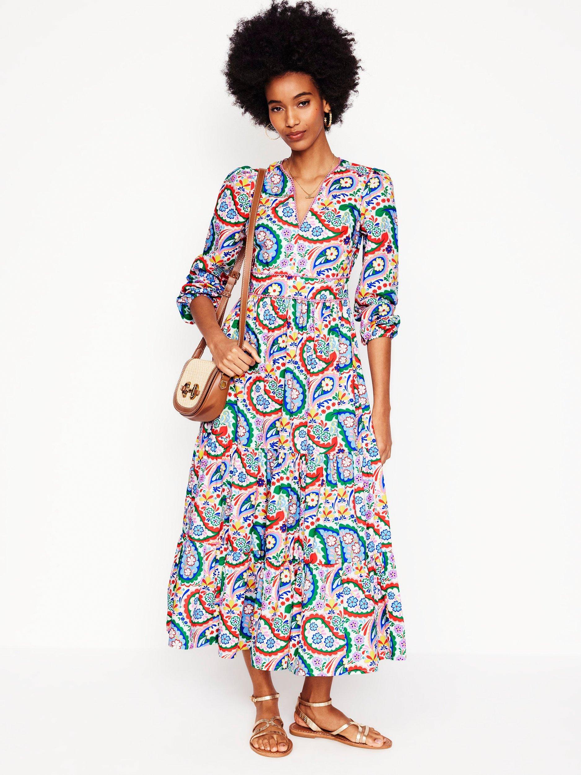 Product image 6 of 7, which shows Boden Violet Paisley Midi Dress, Multi, 8