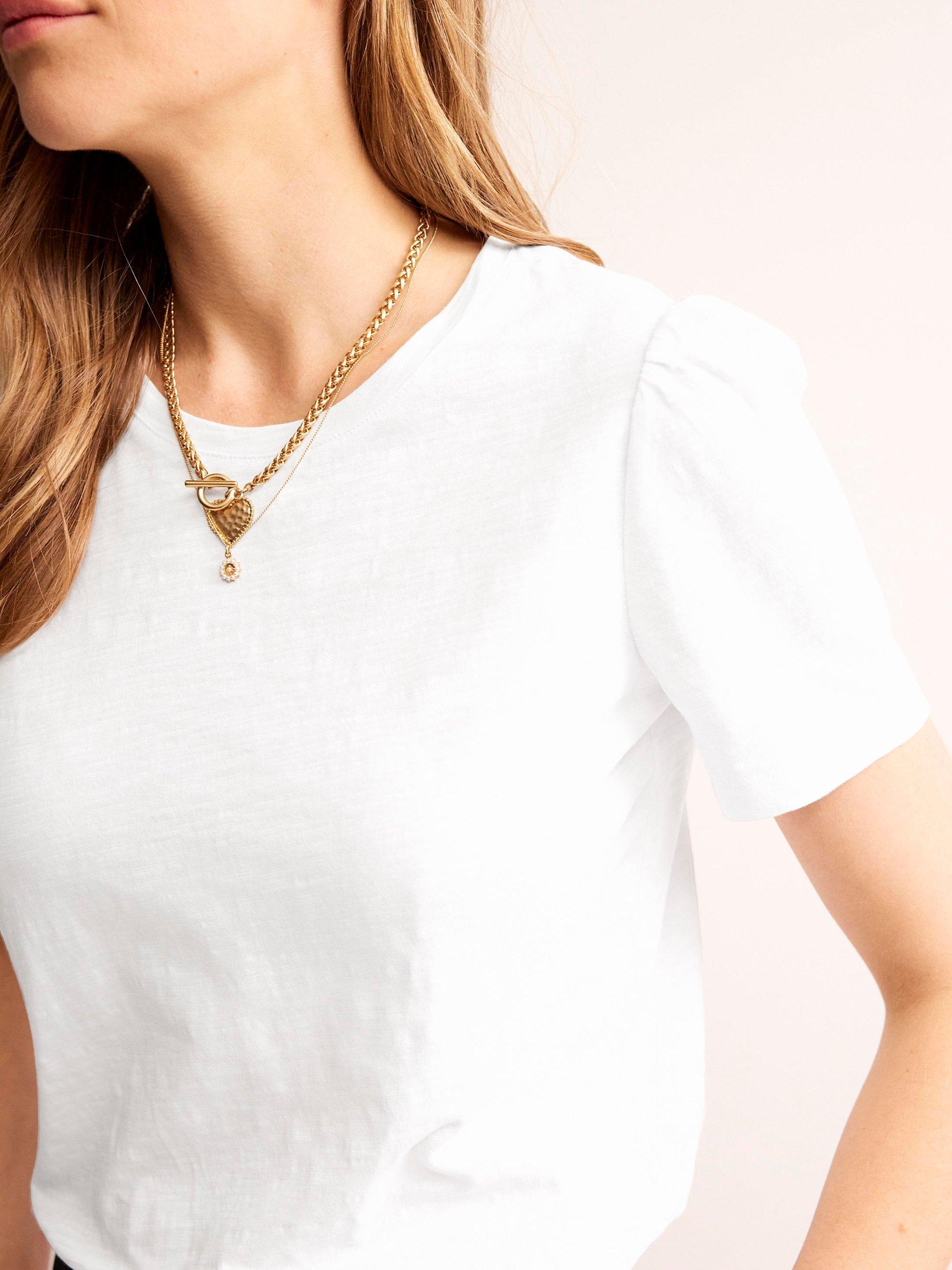 Product image 2 of 5, which shows Boden Puff Sleeve T-Shirt, White, XS