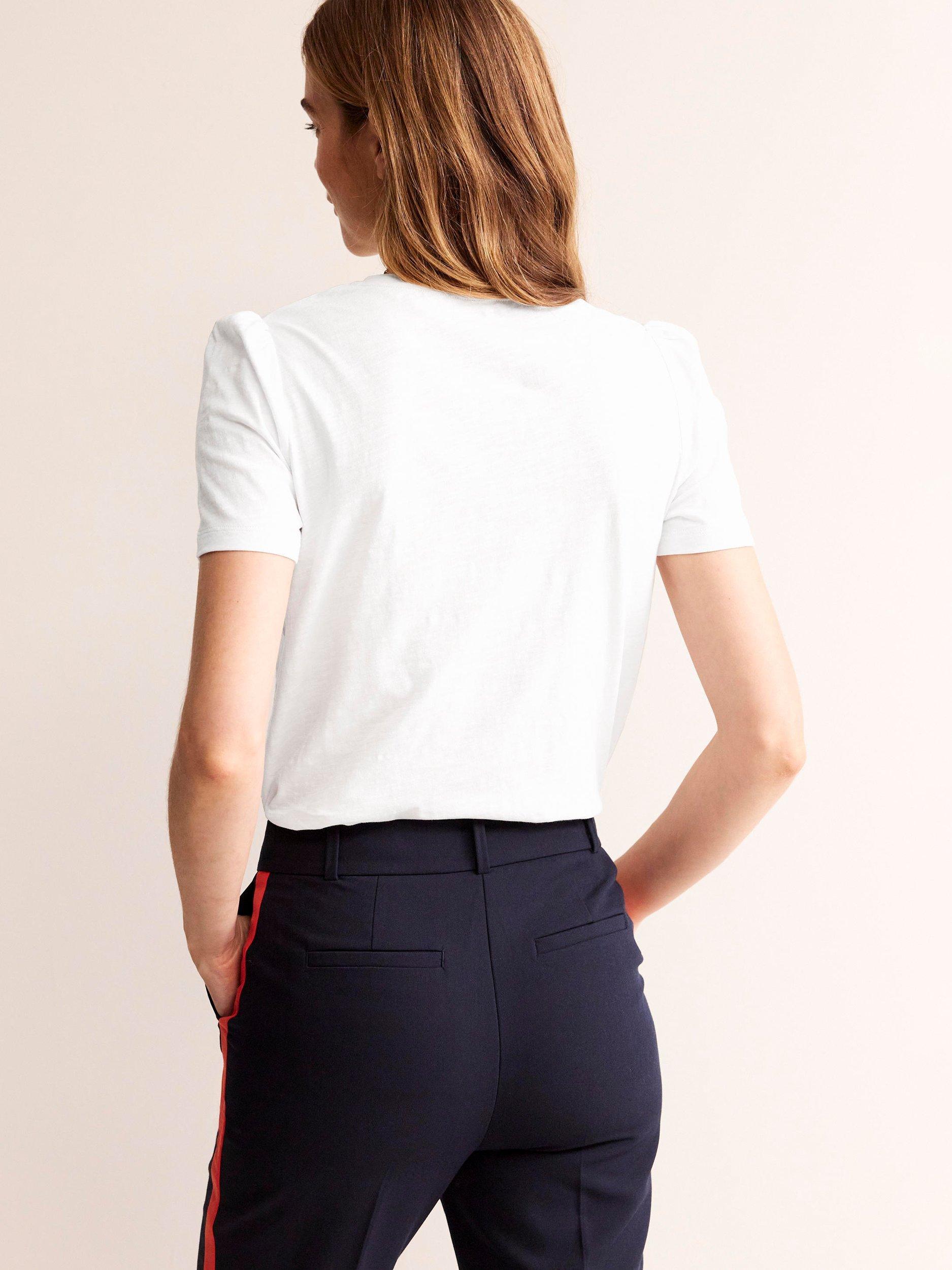 Product image 3 of 5, which shows Boden Puff Sleeve T-Shirt, White, XS