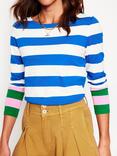 Boden Ella Breton Stripe Top, Ivory/Princess Blue