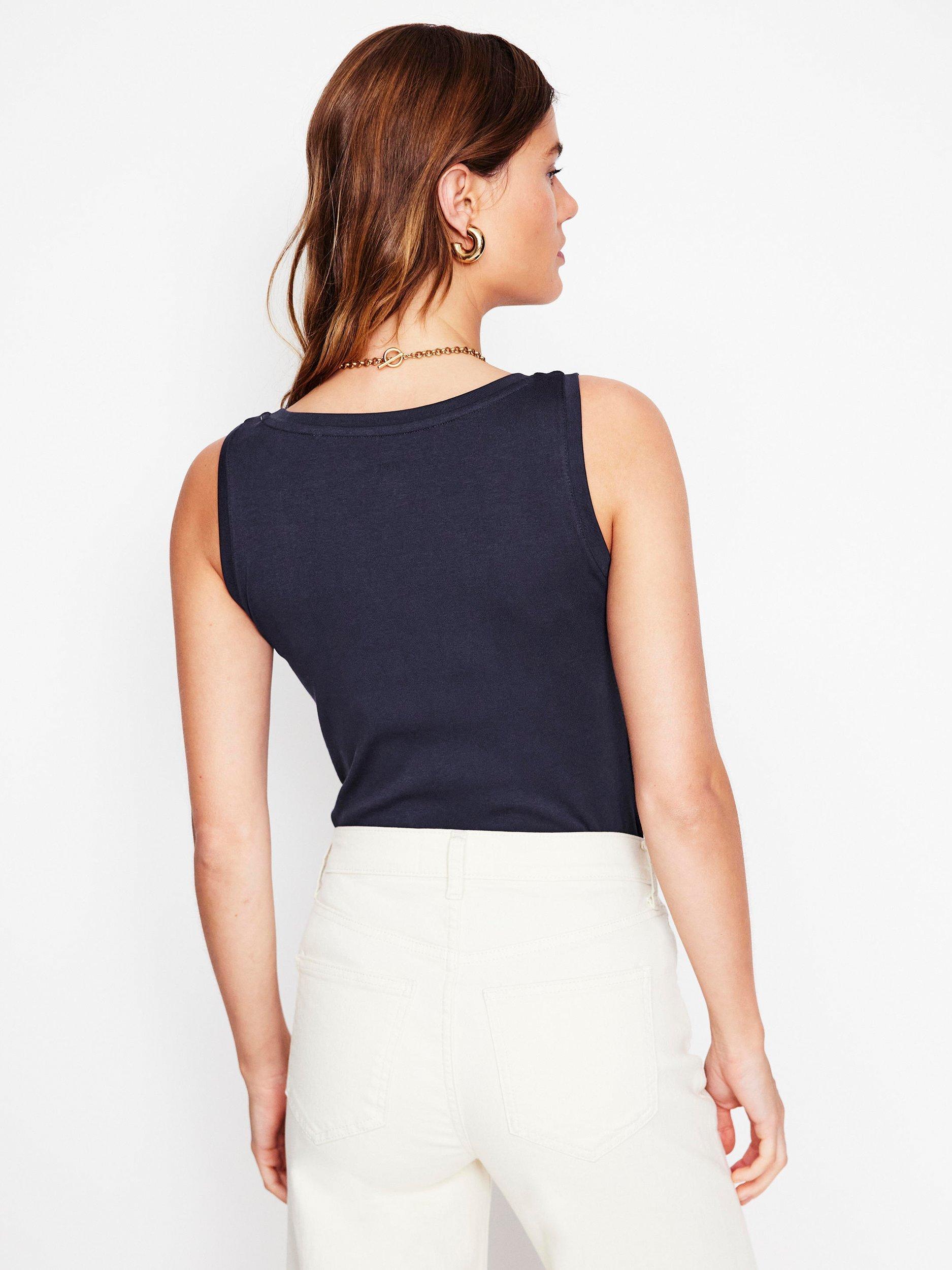 Product image 3 of 5, which shows Boden Essential Scoop Neck Vest Top, Navy, 8