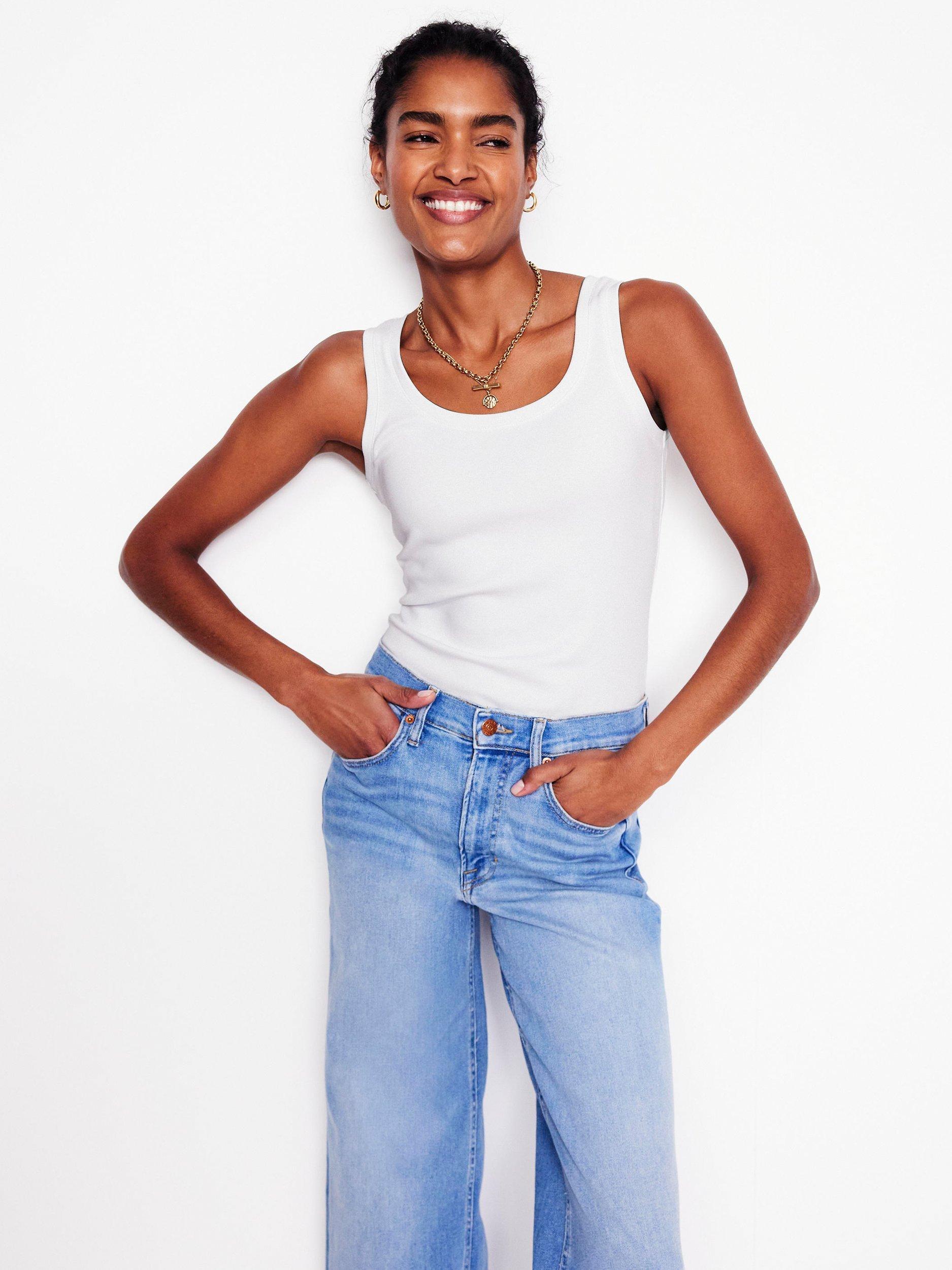 Product image 1 of 5, which shows Boden Essential Scoop Neck Vest Top, White, 8