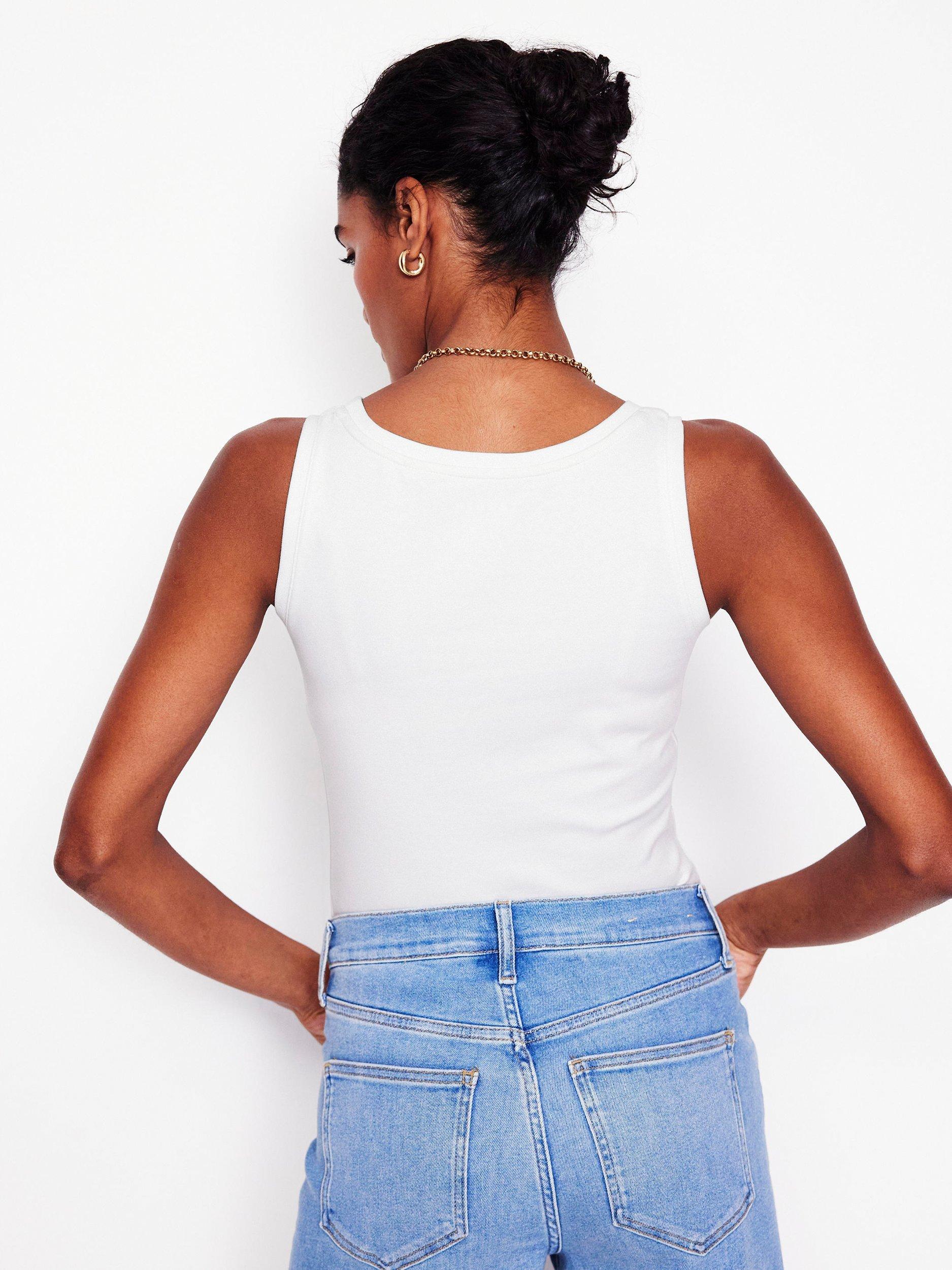 Product image 3 of 5, which shows Boden Essential Scoop Neck Vest Top, White, 8