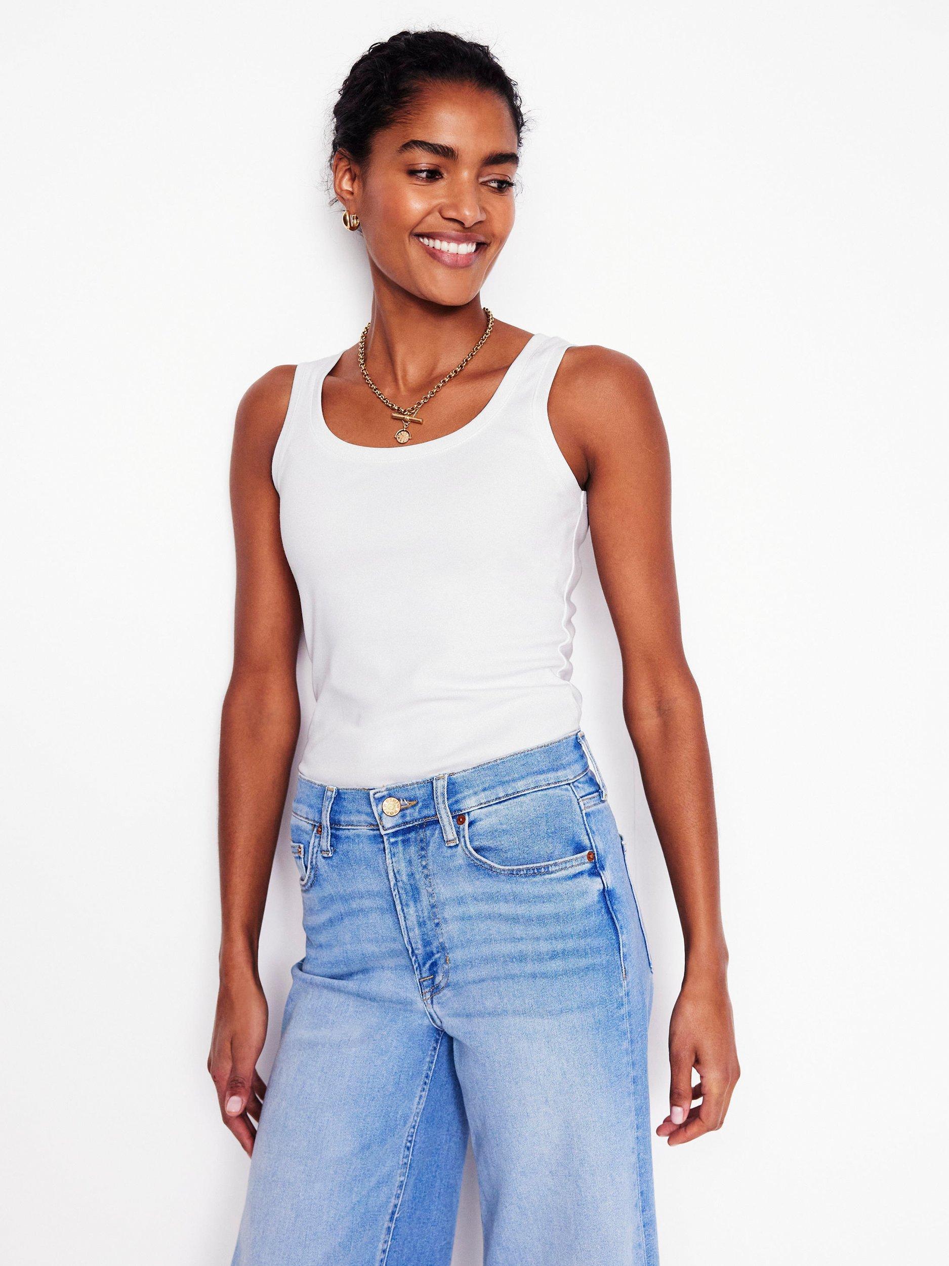 Product image 4 of 5, which shows Boden Essential Scoop Neck Vest Top, White, 8