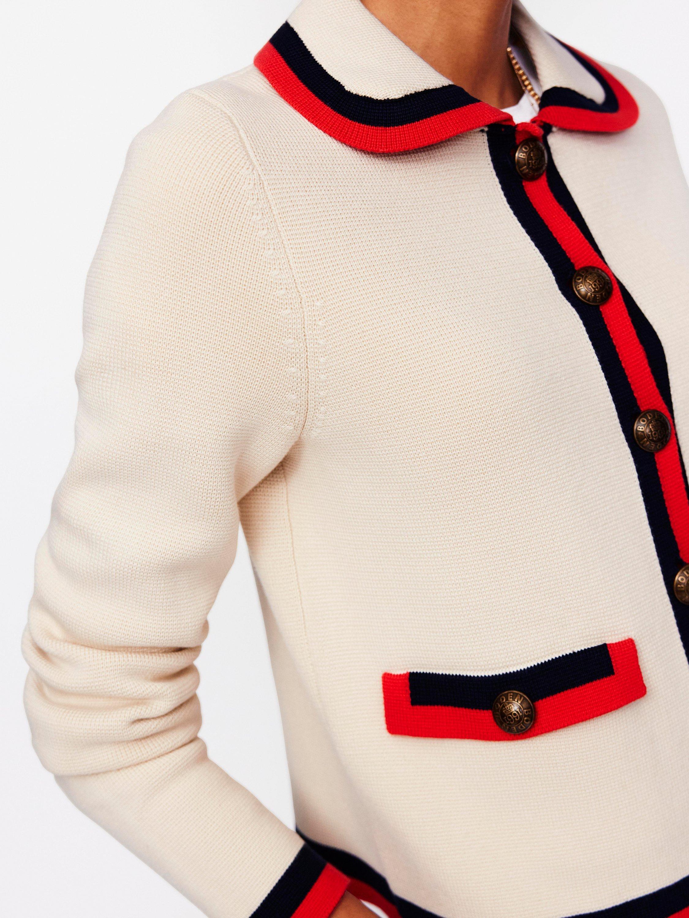 Product image 2 of 7, which shows Boden Holly Collared Knitted Cardigan, Warm Ivory, 16