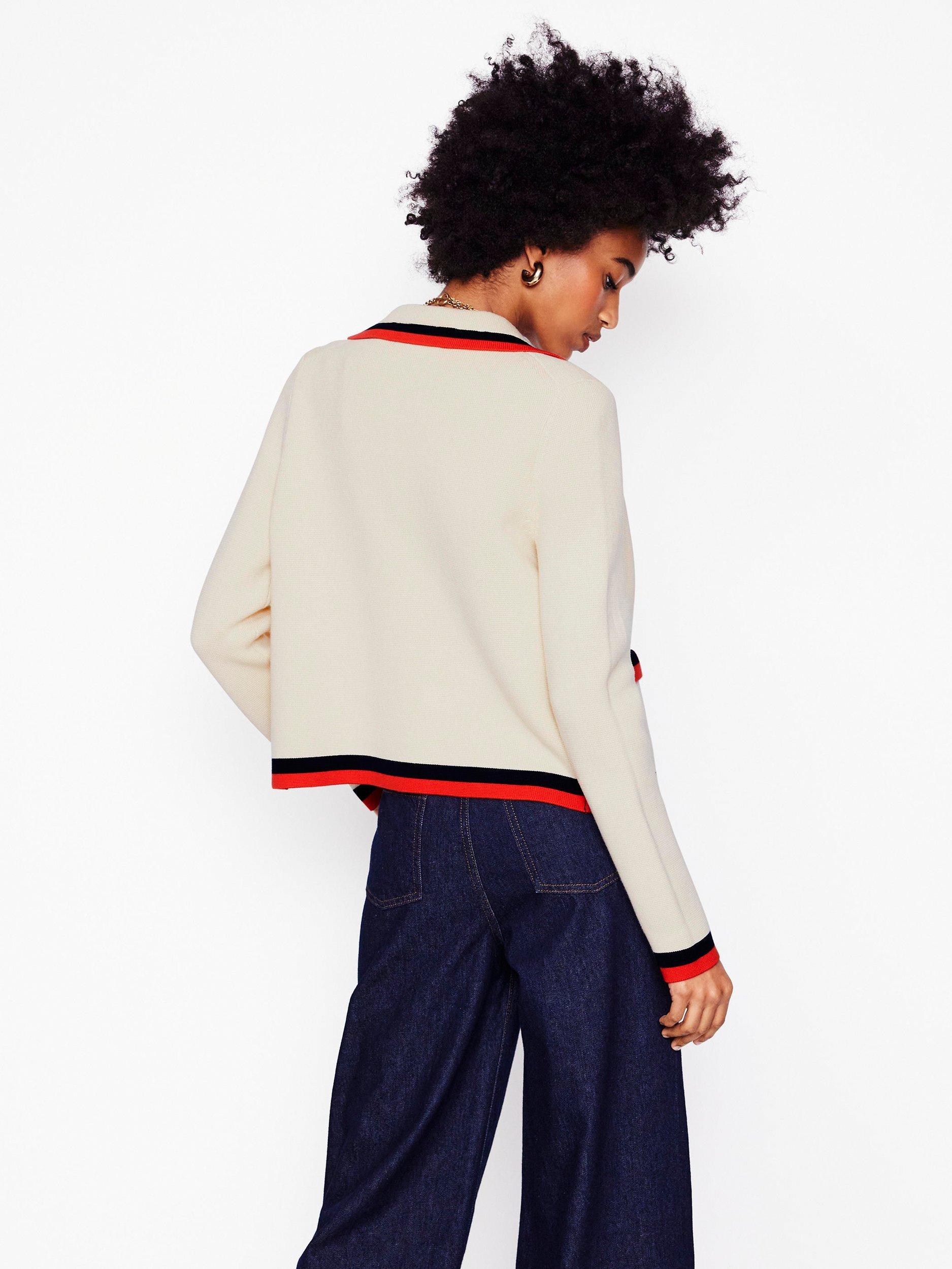 Product image 3 of 7, which shows Boden Holly Collared Knitted Cardigan, Warm Ivory, 16