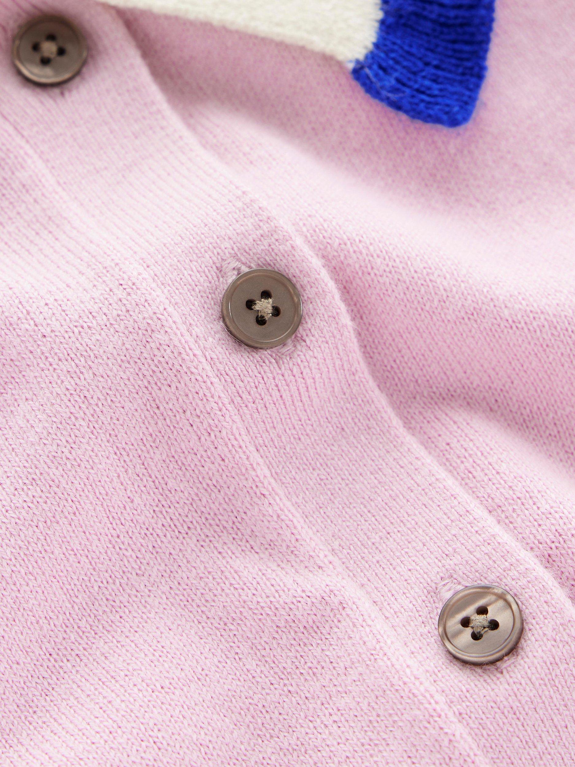 Product image 6 of 7, which shows Boden Frill Trim Cardigan, Soft Lavender Pink, L