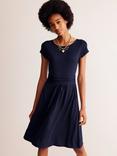 Boden Amelie Jersey Drape Dress, Navy