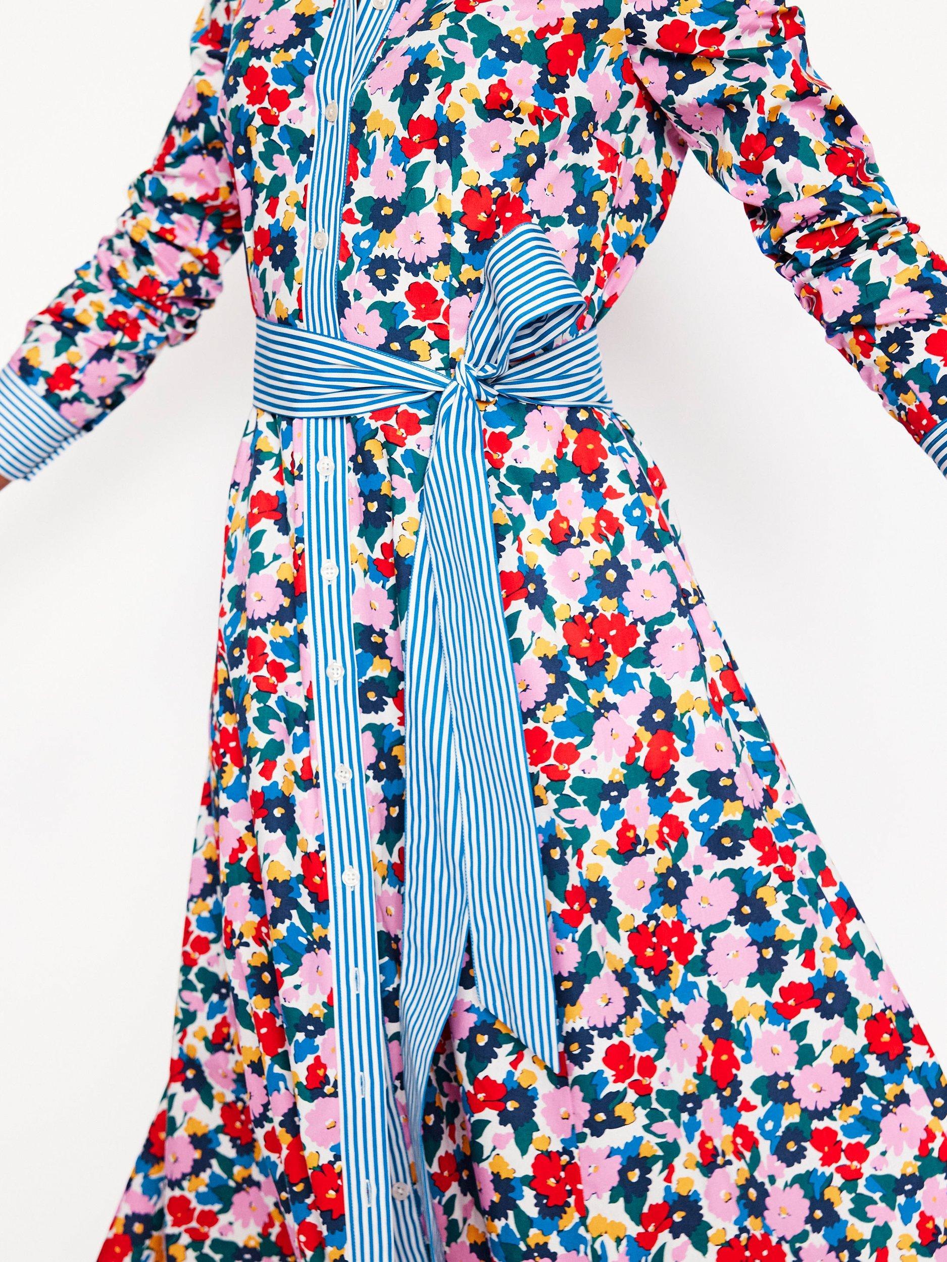 Product image 2 of 5, which shows Boden Amy Floral Shirt Midi Dress, Multi, 8