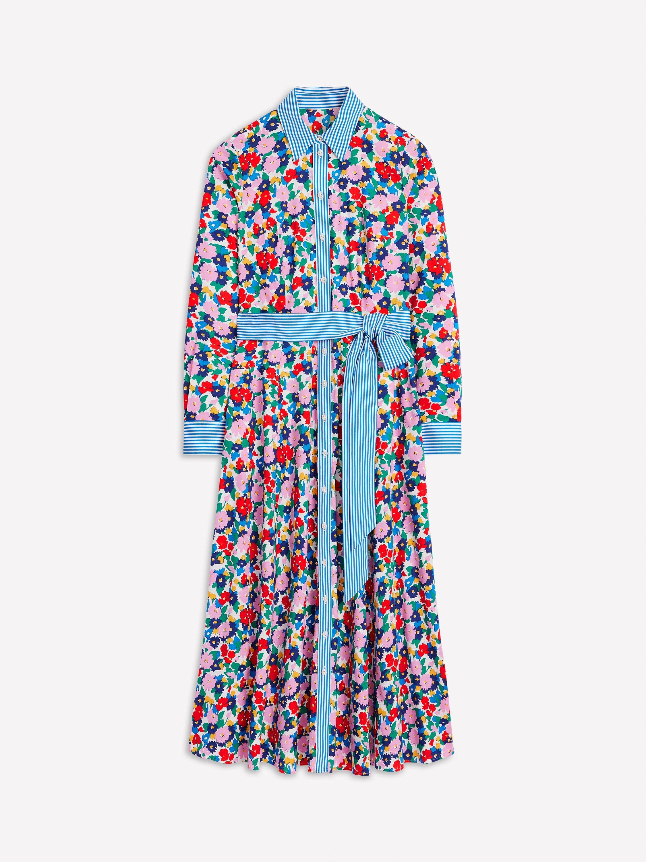 Product image 5 of 5, which shows Boden Amy Floral Shirt Midi Dress, Multi, 8