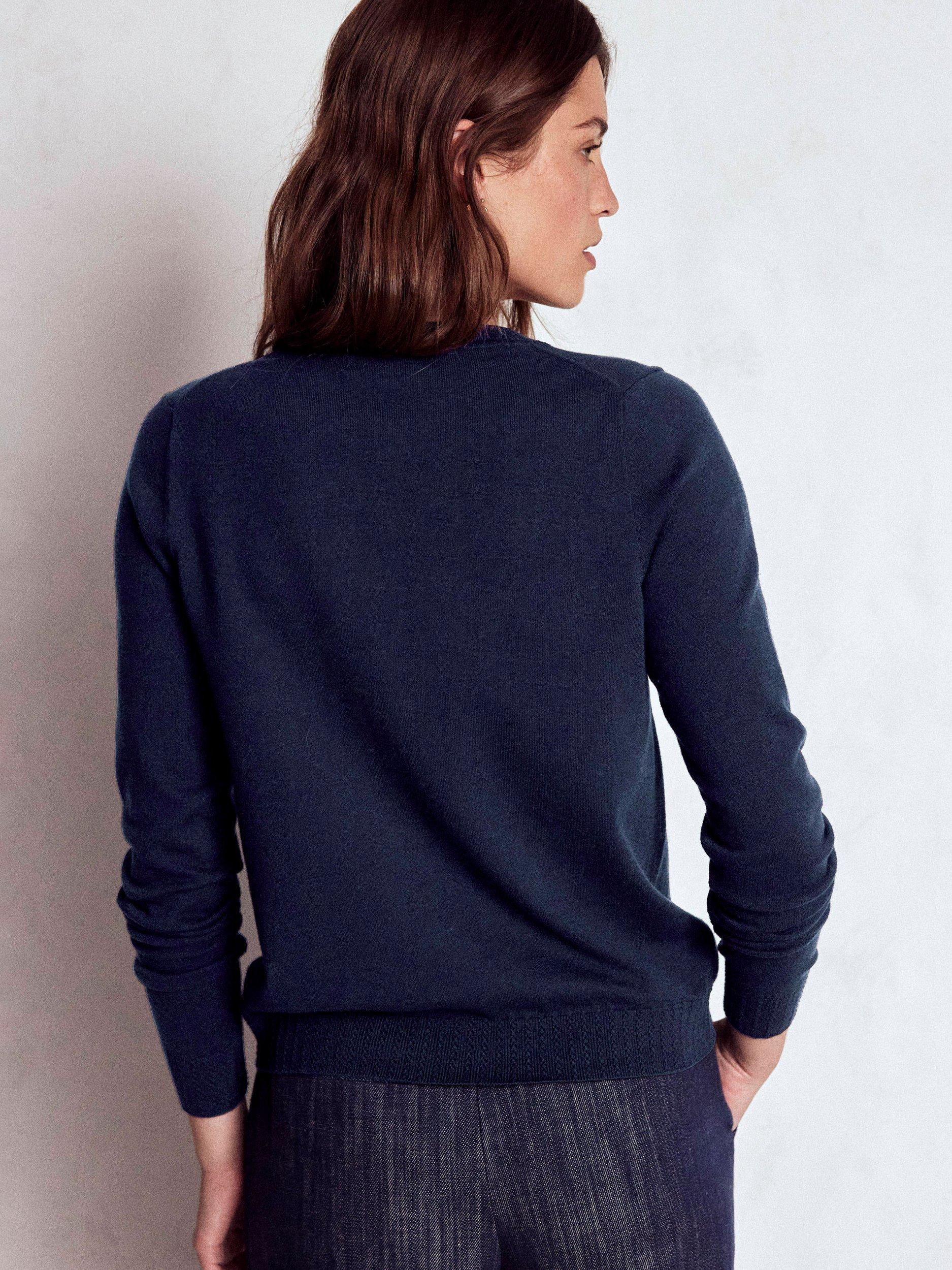 Product image 3 of 6, which shows Boden Emilia Round Neck Cardigan, Navy, XS
