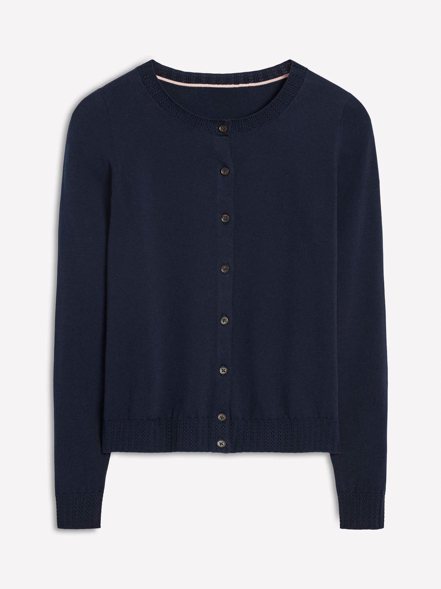 Product image 5 of 6, which shows Boden Emilia Round Neck Cardigan, Navy, XS
