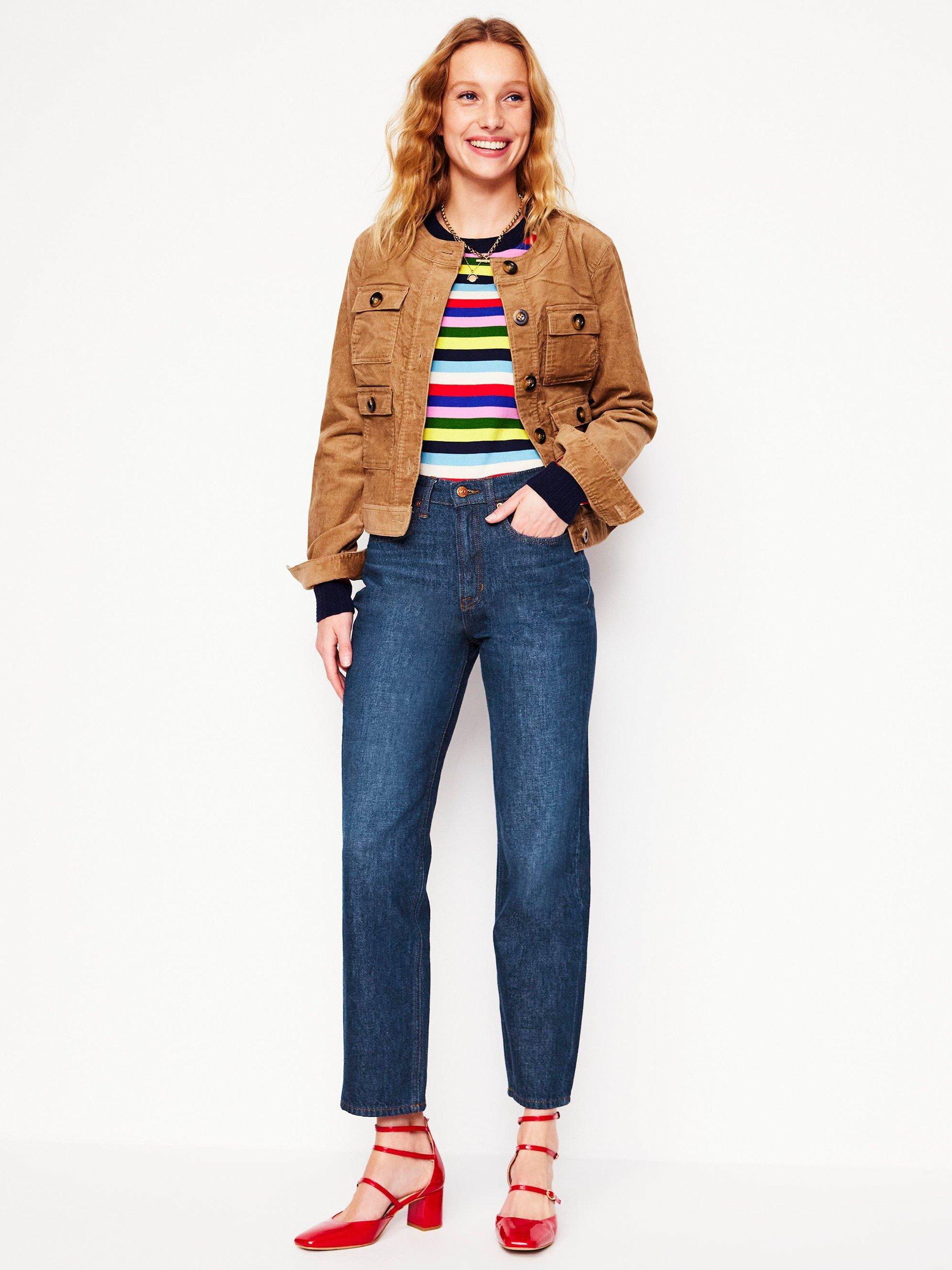 Product image 1 of 6, which shows Boden High Rise Rigid Straight Jeans, Indigo, 27R