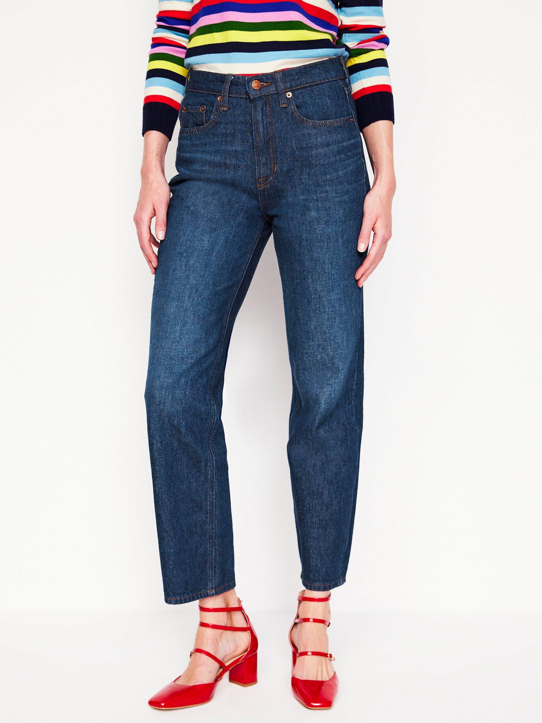 Product image 4 of 6, which shows Boden High Rise Rigid Straight Jeans, Indigo, 27R