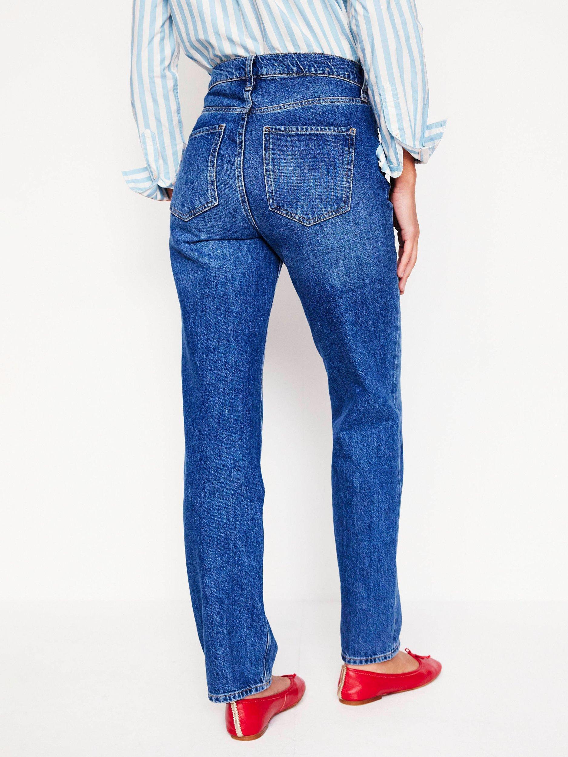 Product image 3 of 6, which shows Boden High Rise Rigid Straight Jeans, Mid Vintage, 27R
