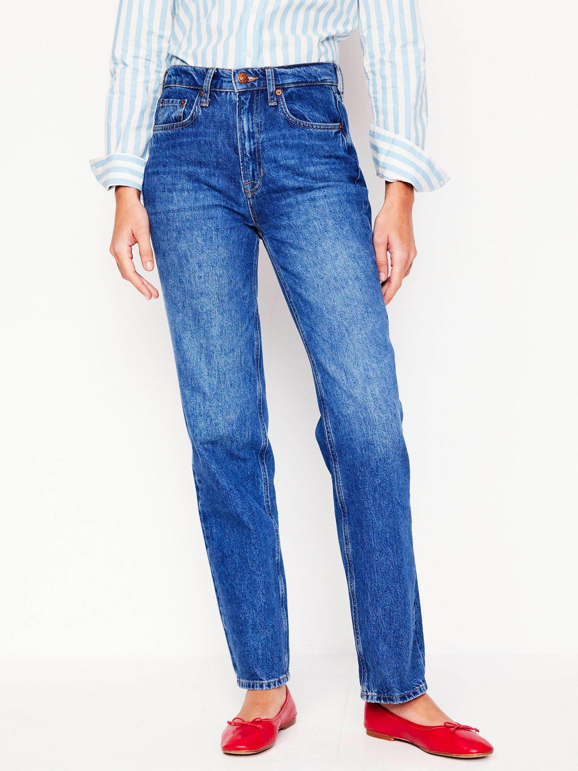 Product image 4 of 6, which shows Boden High Rise Rigid Straight Jeans, Mid Vintage, 27R