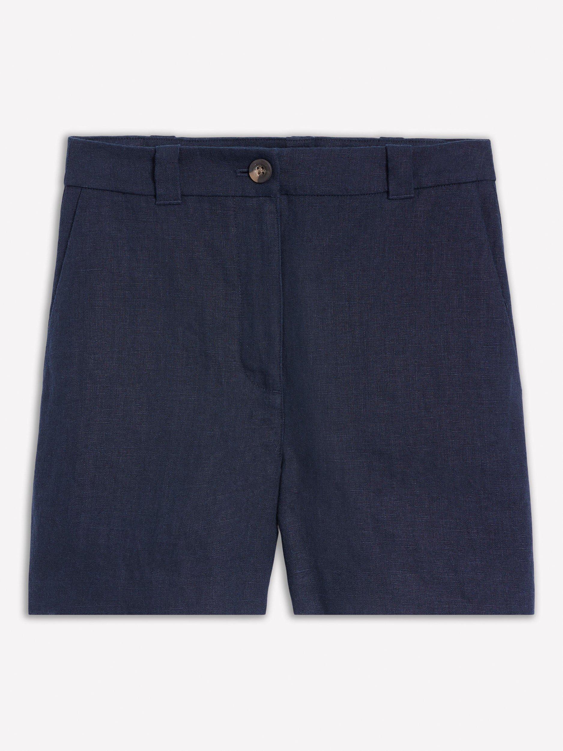 Product image 6 of 6, which shows Boden Westbourne Pure Linen Shorts, Navy, 10
