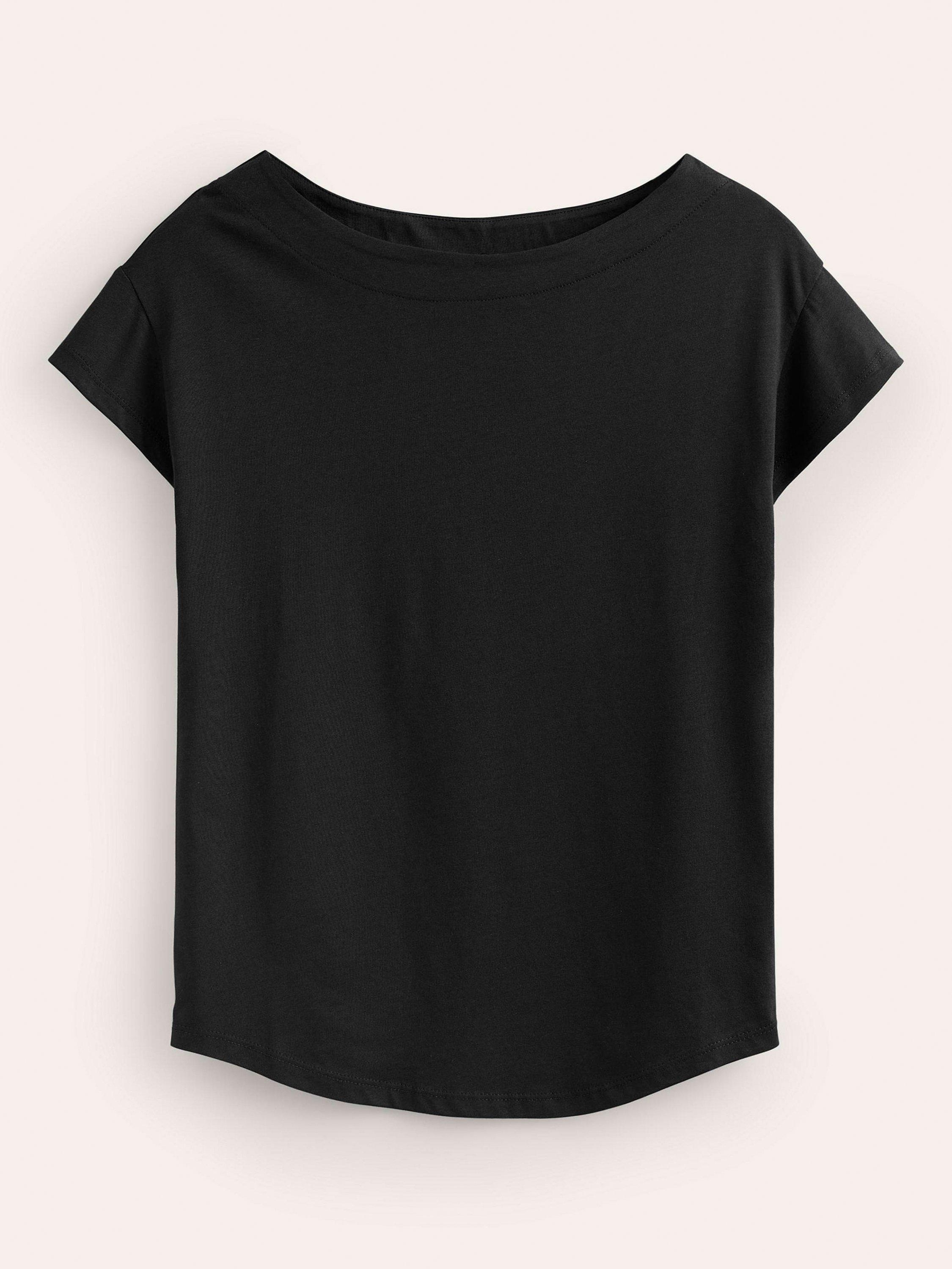 Product image 5 of 5, which shows Boden Super Soft Boat Neck T-Shirt, Black, 8