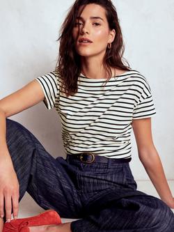Boden Stripe Super Soft Boat Neck T-Shirt, Ivorynavy, Ivorynavy