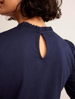 Boden Super Soft Frill Top - view 2, Navy