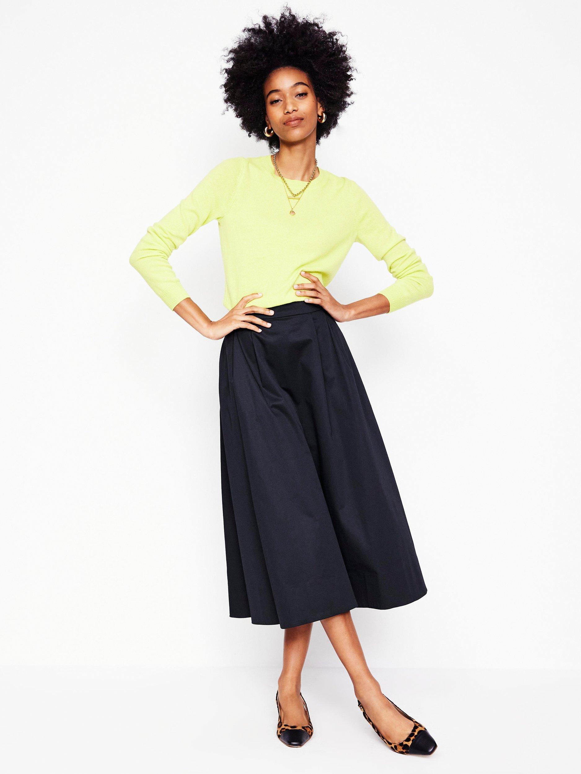 Product image 1 of 4, which shows Boden Isabella Sateen Skirt, Black, 8
