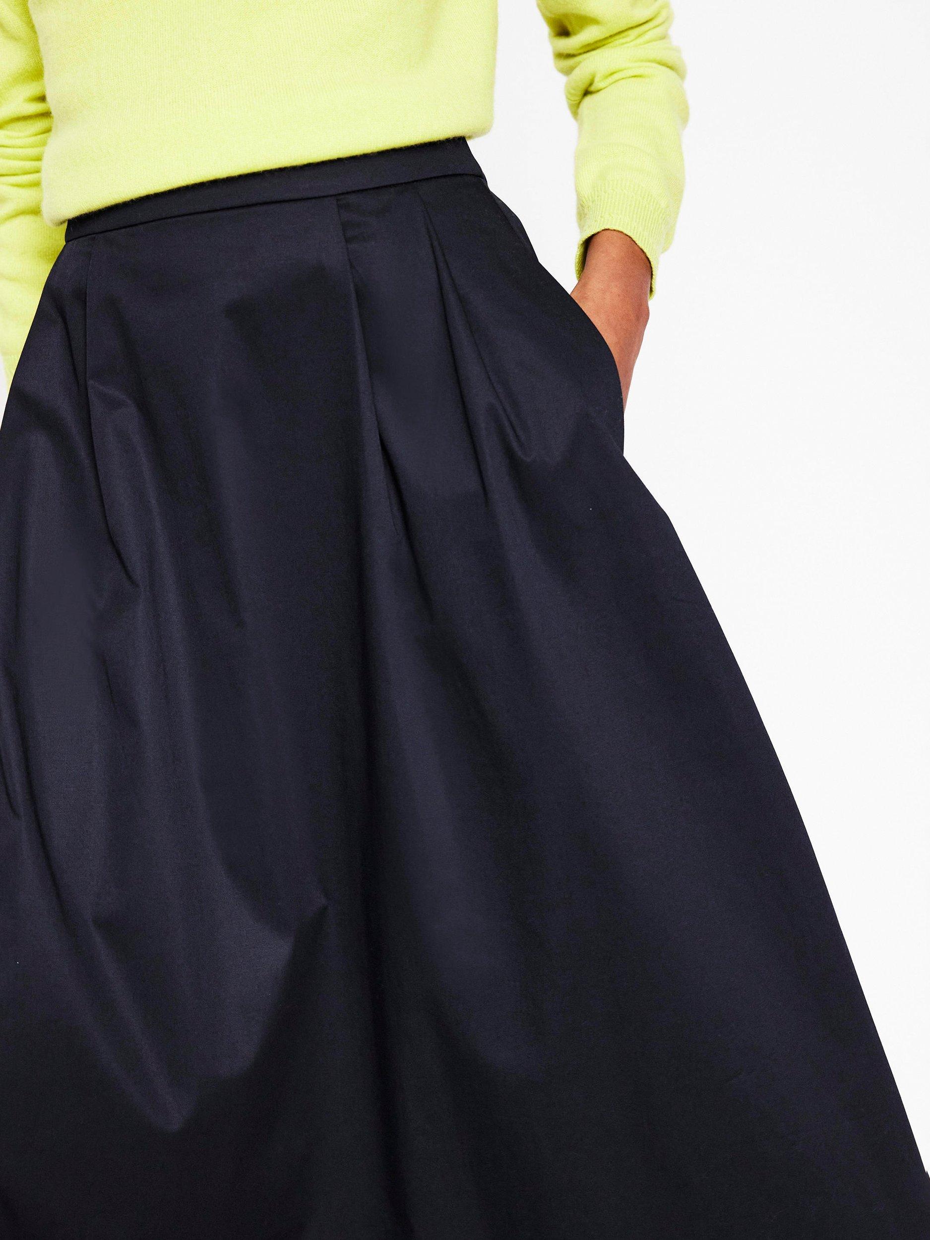 Product image 3 of 4, which shows Boden Isabella Sateen Skirt, Black, 8