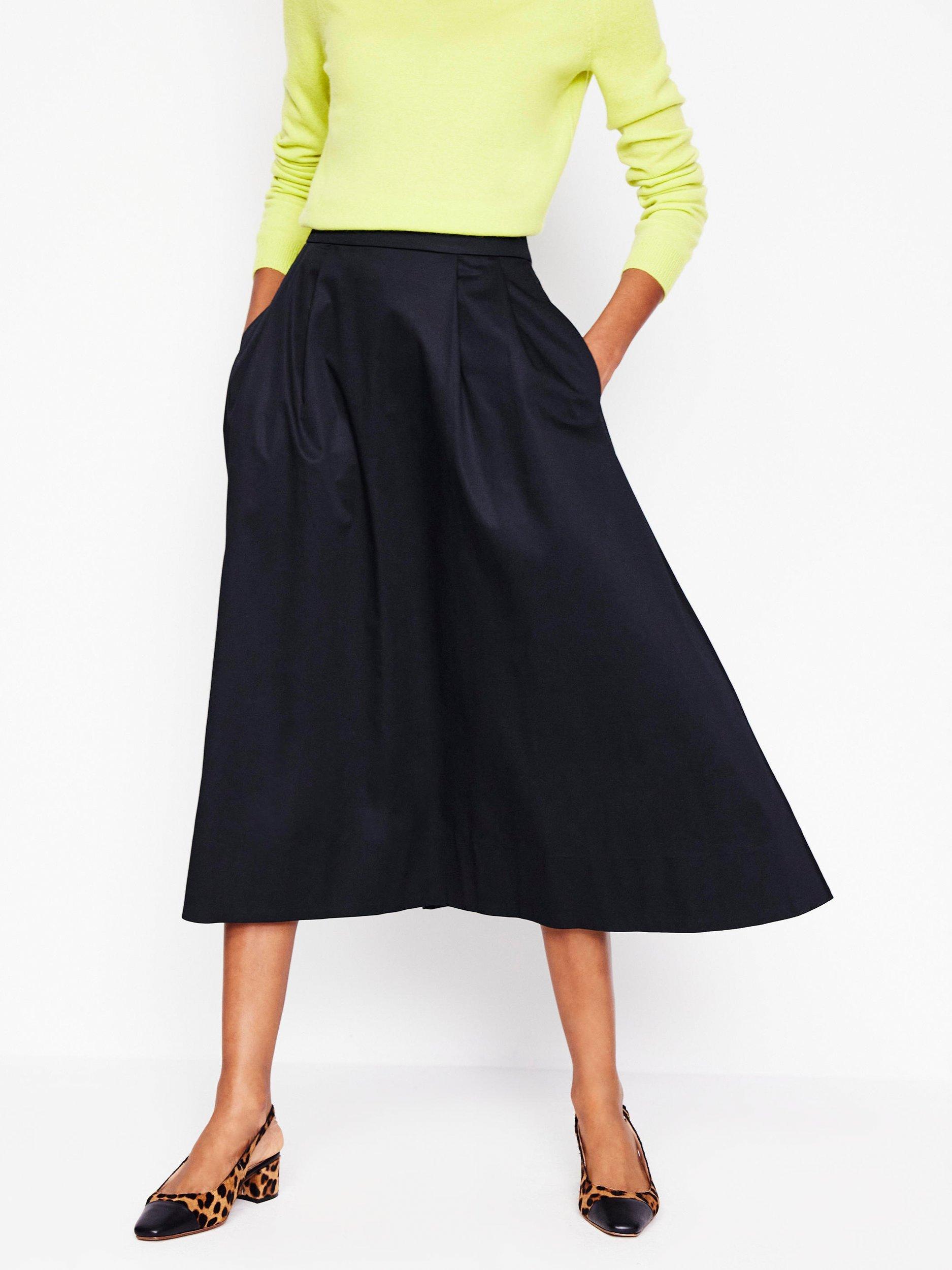 Product image 4 of 4, which shows Boden Isabella Sateen Skirt, Black, 8