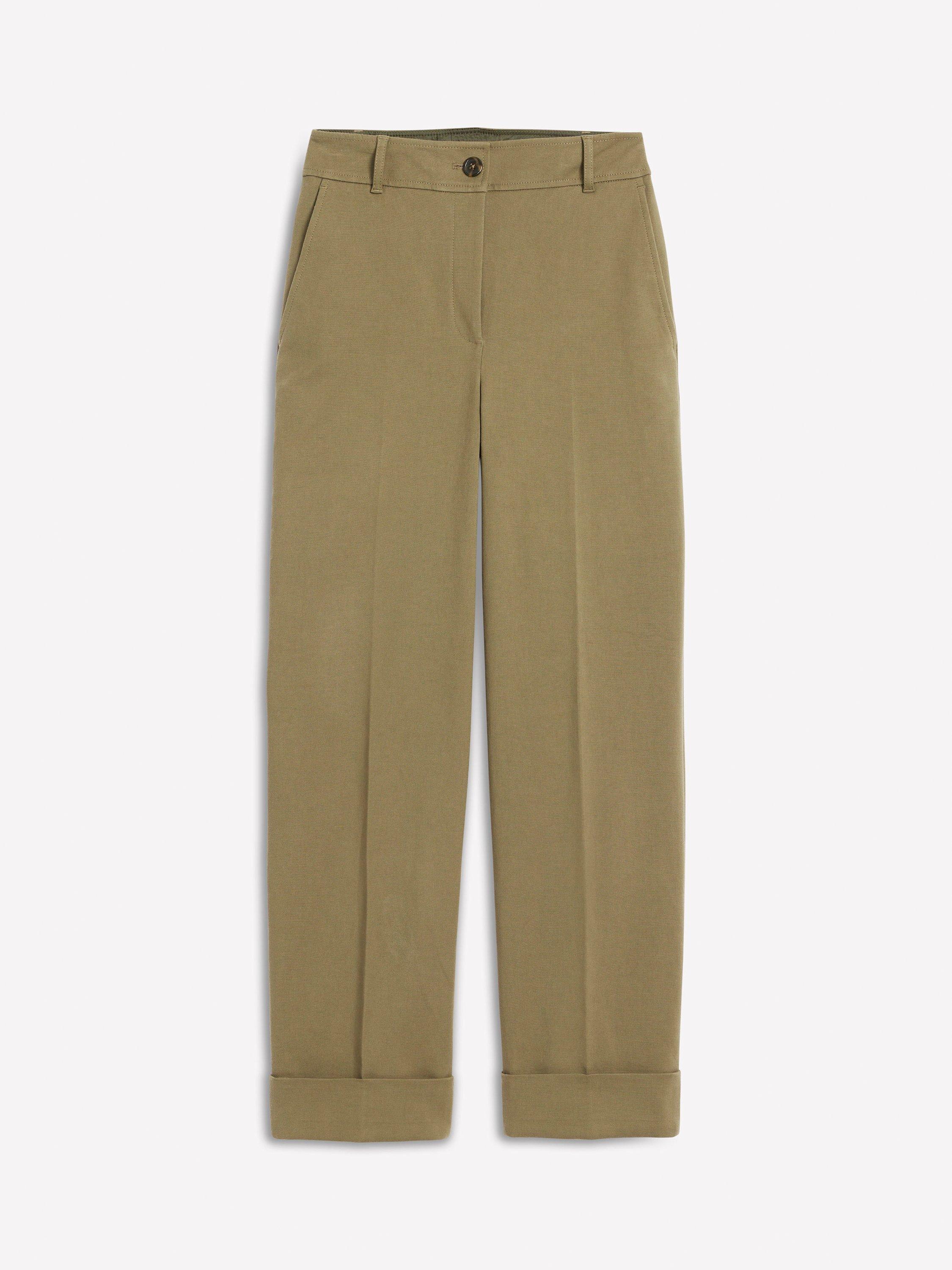 Product image 5 of 5, which shows Boden Straight Turn Up Trousers, Warm Olive, 18