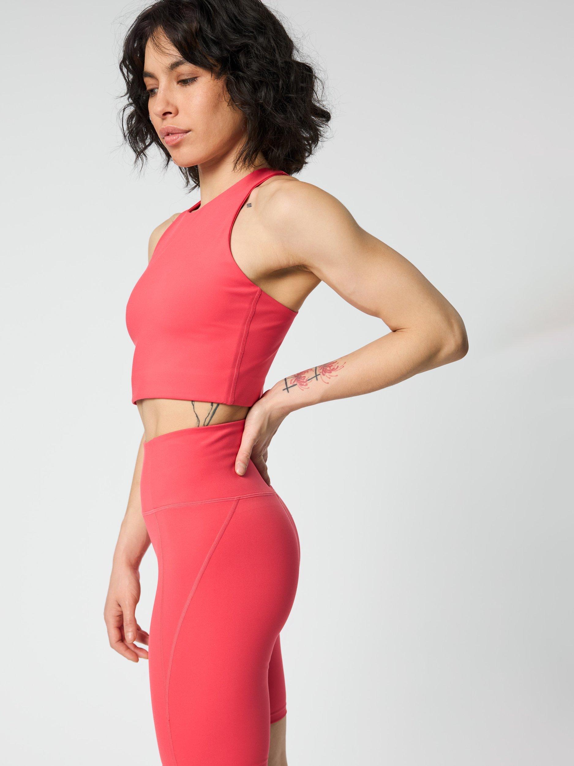 Product image 3 of 6, which shows Girlfriend Collective Dylan Cropped Sports Bra, Geranium, XS