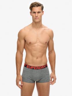 Superdry Trunks, Pack of 3, Black/Bright Orange, Black/Bright Orange
