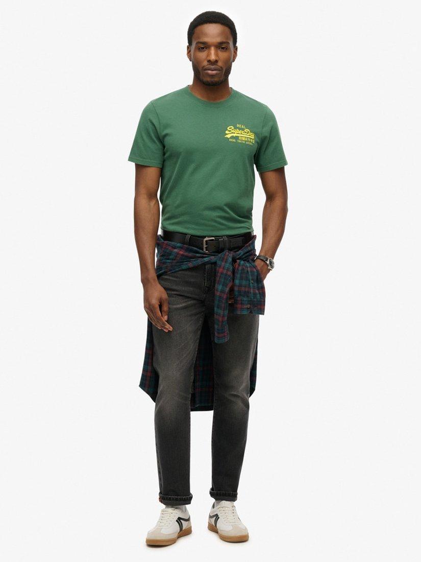Product image 3 of 5, which shows Superdry Embroidered Vintage Logo T-Shirt, International Pine/Yellow, S
