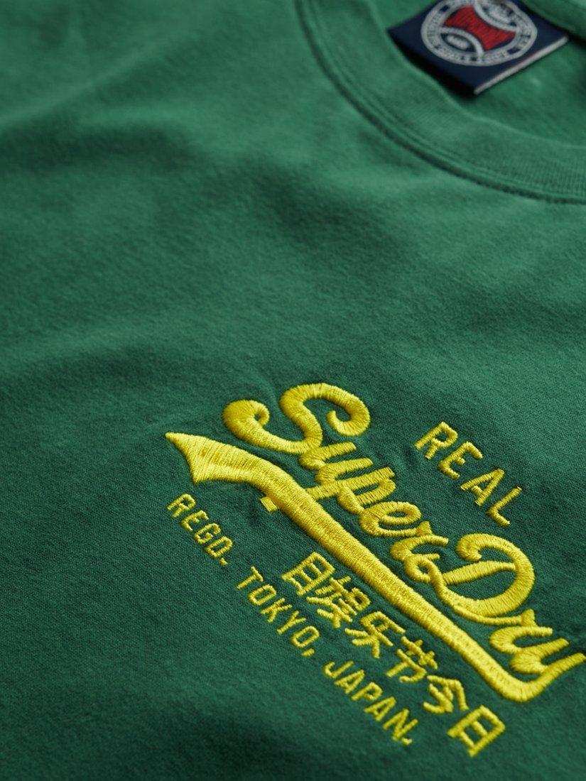 Product image 5 of 5, which shows Superdry Embroidered Vintage Logo T-Shirt, International Pine/Yellow, S