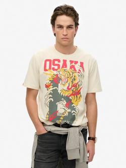 Superdry Osaka 6 Narrative Graphic Print Cotton T-Shirt, Bone White/Multi