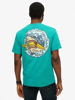 Superdry Outdoor Narrative Loose T-Shirt, Blue Grass - view 2, Blue Grass