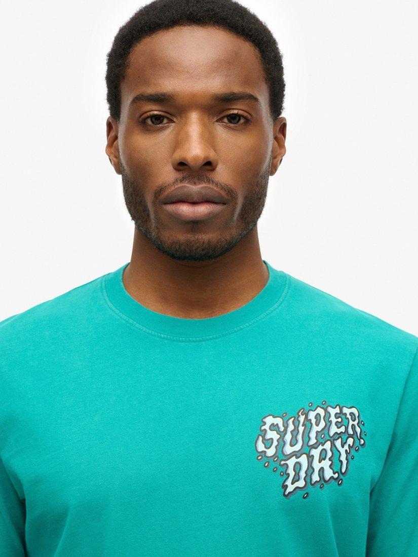 Product image 4 of 4, which shows Superdry Outdoor Narrative Loose T-Shirt, Blue Grass, S