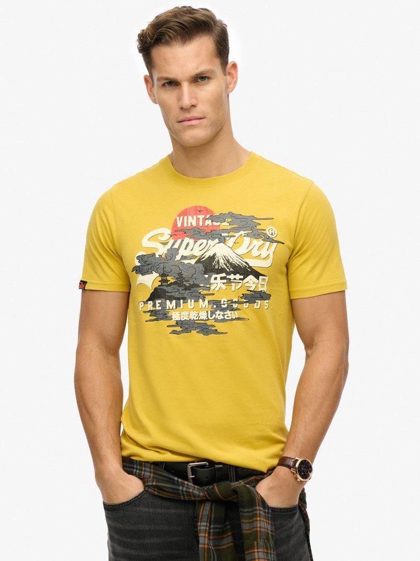 Product image 1 of 4, which shows Superdry Organic Cotton Vintage Logo T-Shirt, Oil Yellow, S