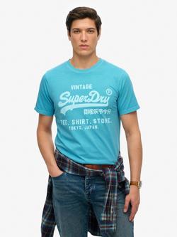 Superdry Vintage Logo Neon Relaxed T-Shirt, Neon Sky Blue, Neon Sky Blue