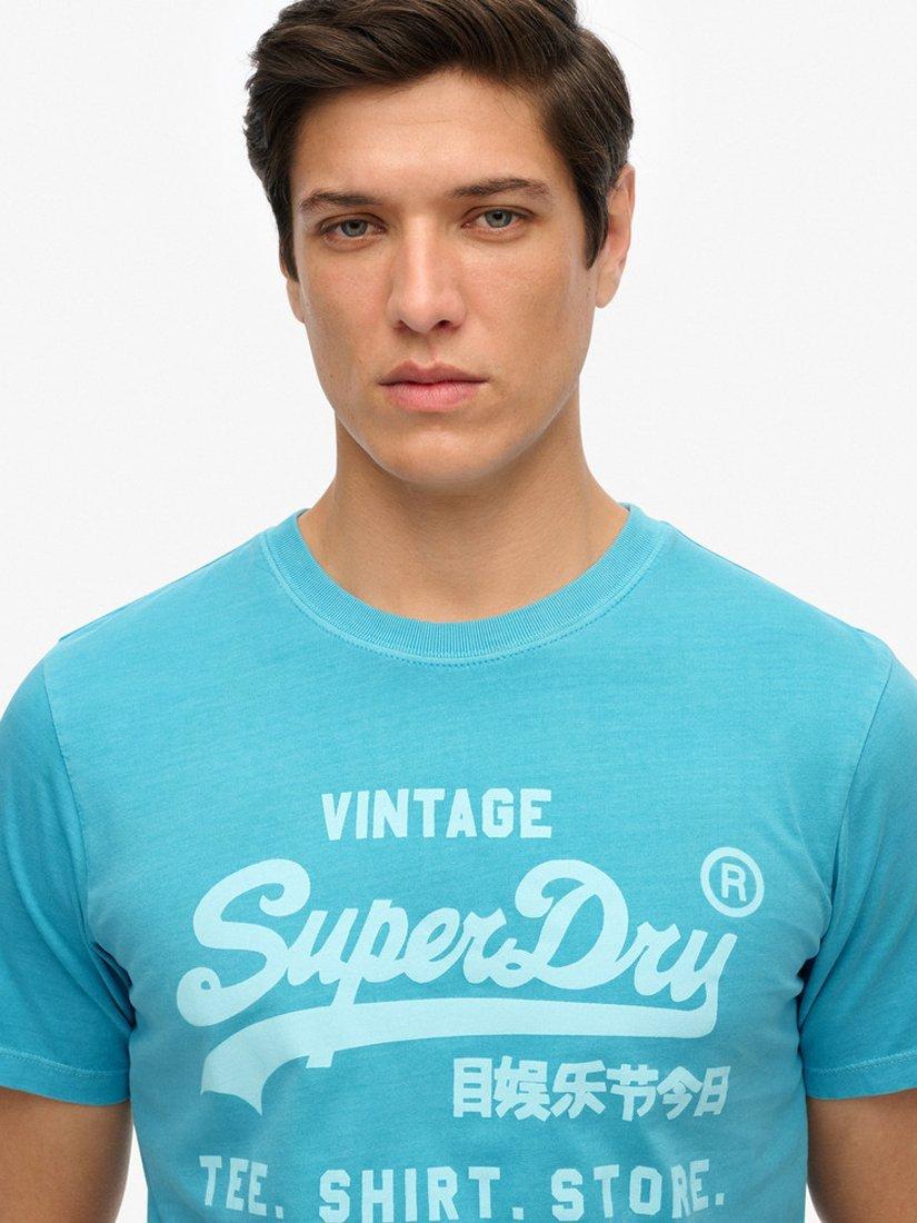 Product image 4 of 5, which shows Superdry Vintage Logo Neon Relaxed T-Shirt, Neon Sky Blue, S