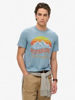 Superdry Classic Great Outdoors Relaxed T-Shirt, Desert Sky Blue Grit