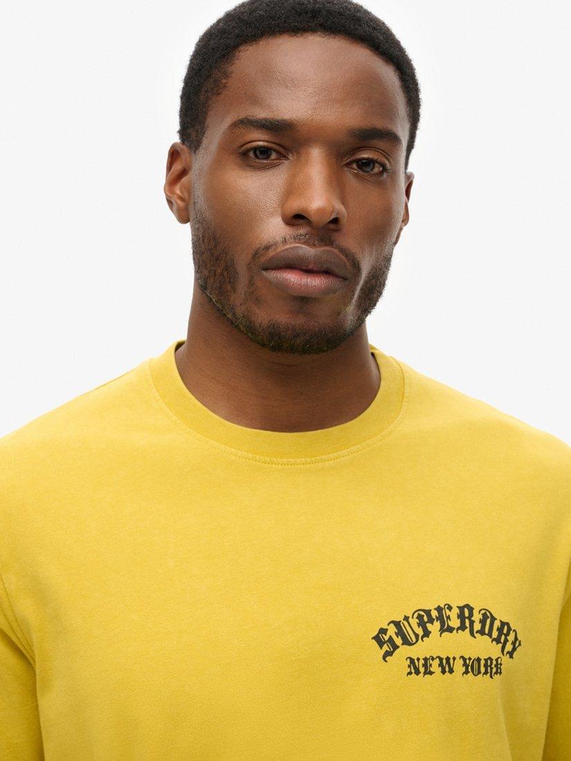 Product image 4 of 5, which shows Superdry Neo Trad Tattoo Loose T-Shirt, Oil Yellow, S
