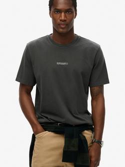 Superdry Micro Logo Cotton Regular Fit Short Sleeve T-Shirt, Washed Black, Washed Black