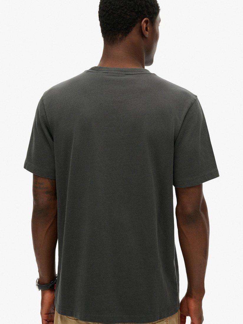 Product image 2 of 5, which shows Superdry Micro Logo Cotton Regular Fit Short Sleeve T-Shirt, Washed Black, S