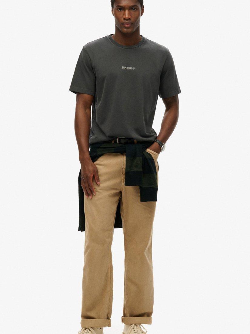 Product image 3 of 5, which shows Superdry Micro Logo Cotton Regular Fit Short Sleeve T-Shirt, Washed Black, S