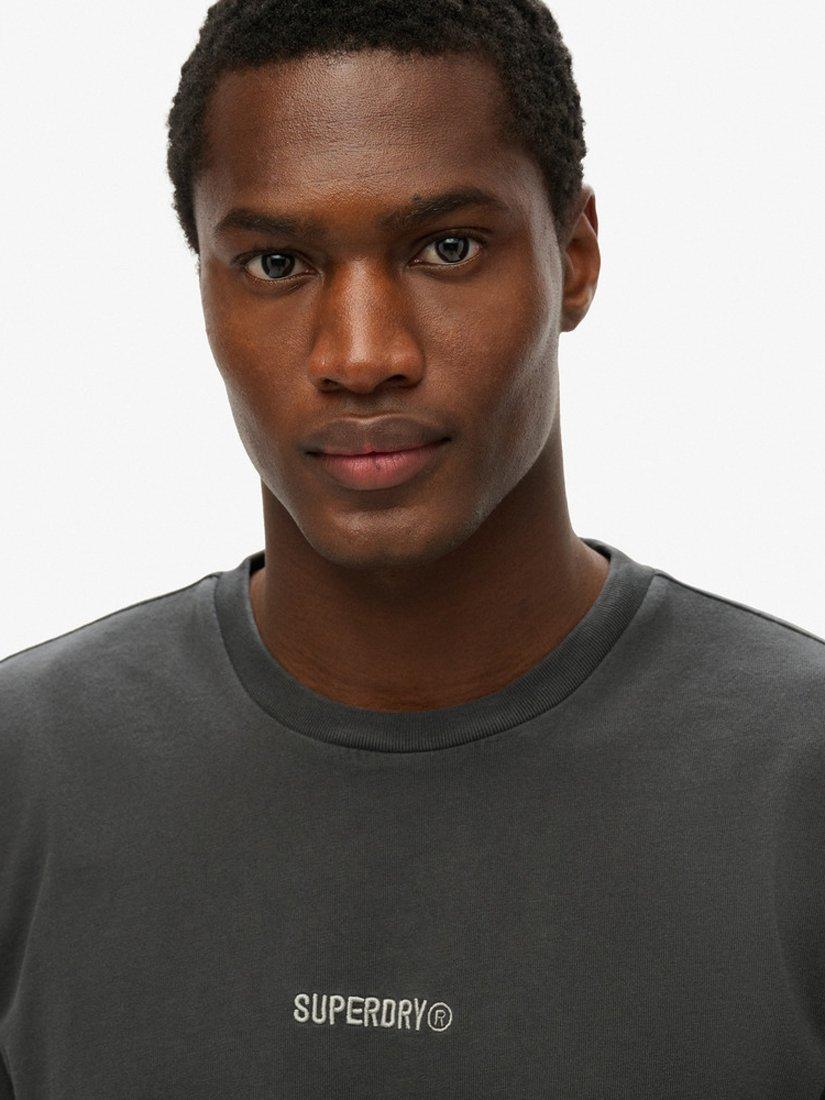 Product image 4 of 5, which shows Superdry Micro Logo Cotton Regular Fit Short Sleeve T-Shirt, Washed Black, S