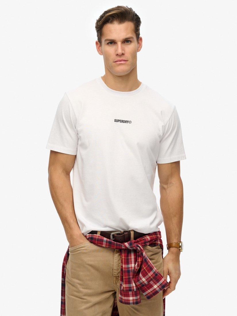 Product image 1 of 5, which shows Superdry Cotton Regular Fit Short Sleeve Micro Logo T-Shirt, Bone White, S