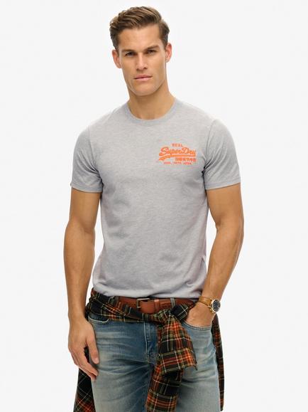 Superdry Vintage Logo Embroidered Relaxed T-Shirt, Grey Marl, Grey Marl