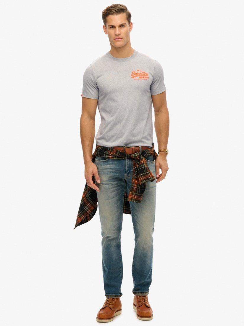 Product image 3 of 5, which shows Superdry Vintage Logo Embroidered Relaxed T-Shirt, Grey Marl, S