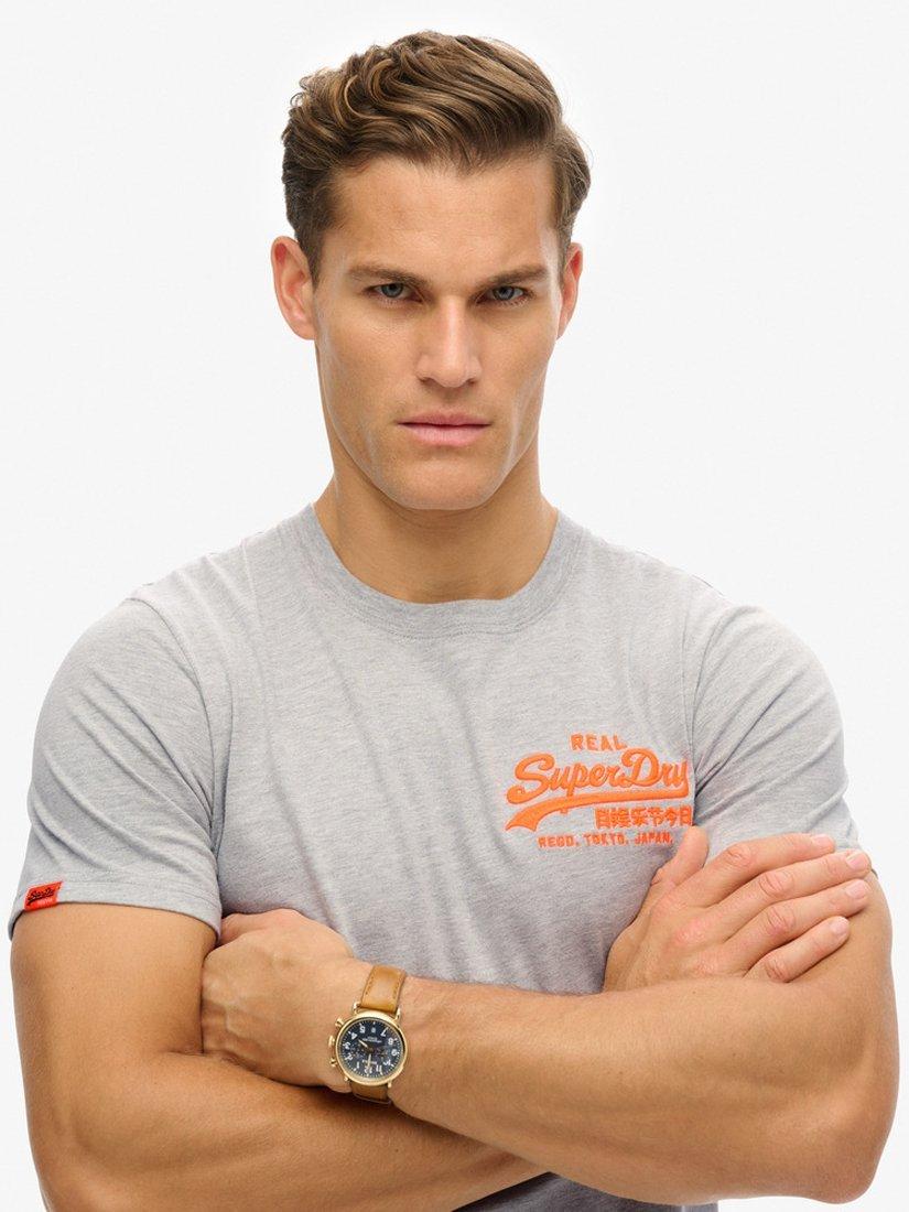 Product image 4 of 5, which shows Superdry Vintage Logo Embroidered Relaxed T-Shirt, Grey Marl, S
