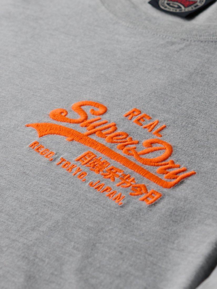 Product image 5 of 5, which shows Superdry Vintage Logo Embroidered Relaxed T-Shirt, Grey Marl, S